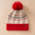 Bonnet Jacquard Nordique en Cachemire à Pompon Fourrure