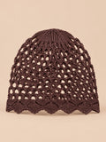 Bonnet femme ajouré léger au crochet, café, vue de face