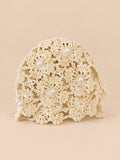 Bonnet au crochet ajouré à perles pour femme, coloris Beige, vue de face