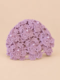 Bonnet au crochet ajouré à perles pour femme, coloris Lavande, vue de face