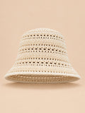 Bob femme à large bord au crochet, beige, vue de face