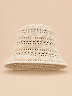 Bob femme à large bord au crochet, beige, vue de face