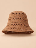 Bob femme à large bord au crochet, caramel, vue de face