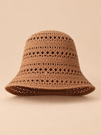 Bob femme à large bord au crochet, caramel, vue de face