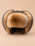 Chapka russe homme en fourrure raton laveur, vue de face
