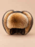 Chapka russe homme en fourrure raton laveur, vue de face