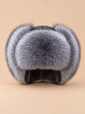 Chapka russe homme en fourrure renard argente, vue de face