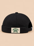 Bonnet docker BROOKLYN1631 noir, vue de face, étiquette vintage.
