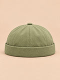 Bonnet docker style ouvrier vert armée, vue de face.