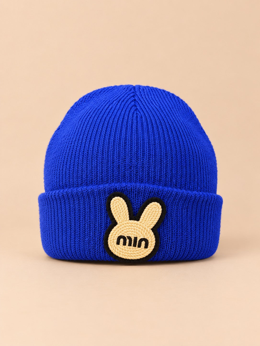 Bonnet enfant au tricot ou crochet, modèle Bleu 2, vue de face