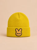 Bonnet enfant au tricot ou crochet, modèle Jaune 1, vue de face