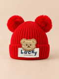 Bonnet enfant au tricot ou crochet, modèle Rouge 1, vue de face