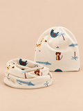 Ensemble bonnet et snood enfant Éléphant beige, vue de face.