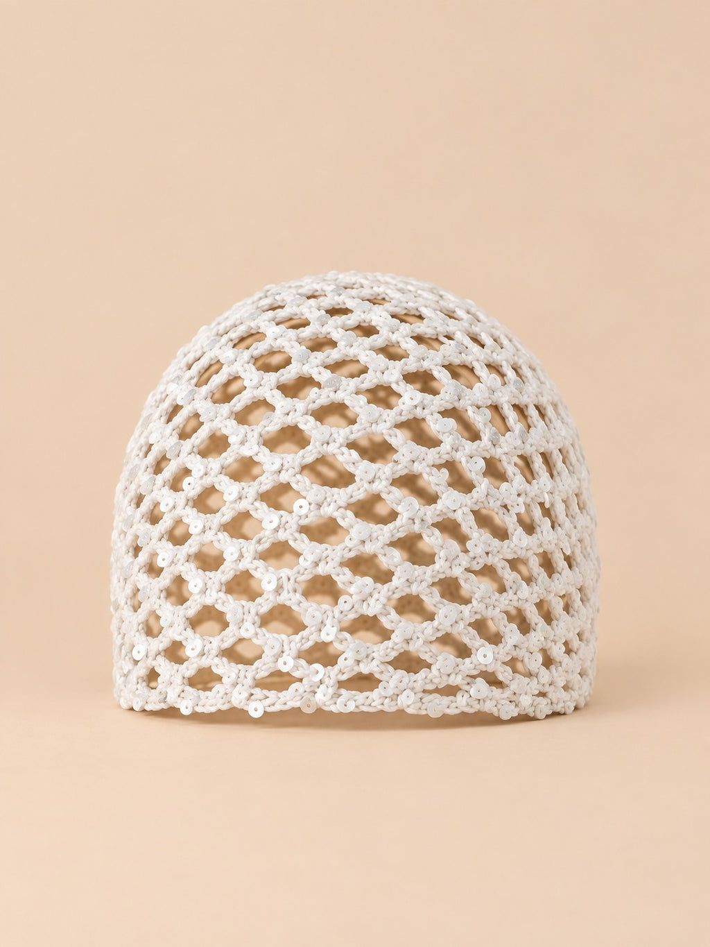 Bonnet foulard en résille au crochet, blanc 2, vue de face