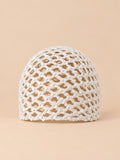 Bonnet foulard en résille au crochet, blanc 2, vue de face