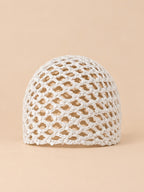 Bonnet foulard en résille au crochet, blanc 2, vue de face