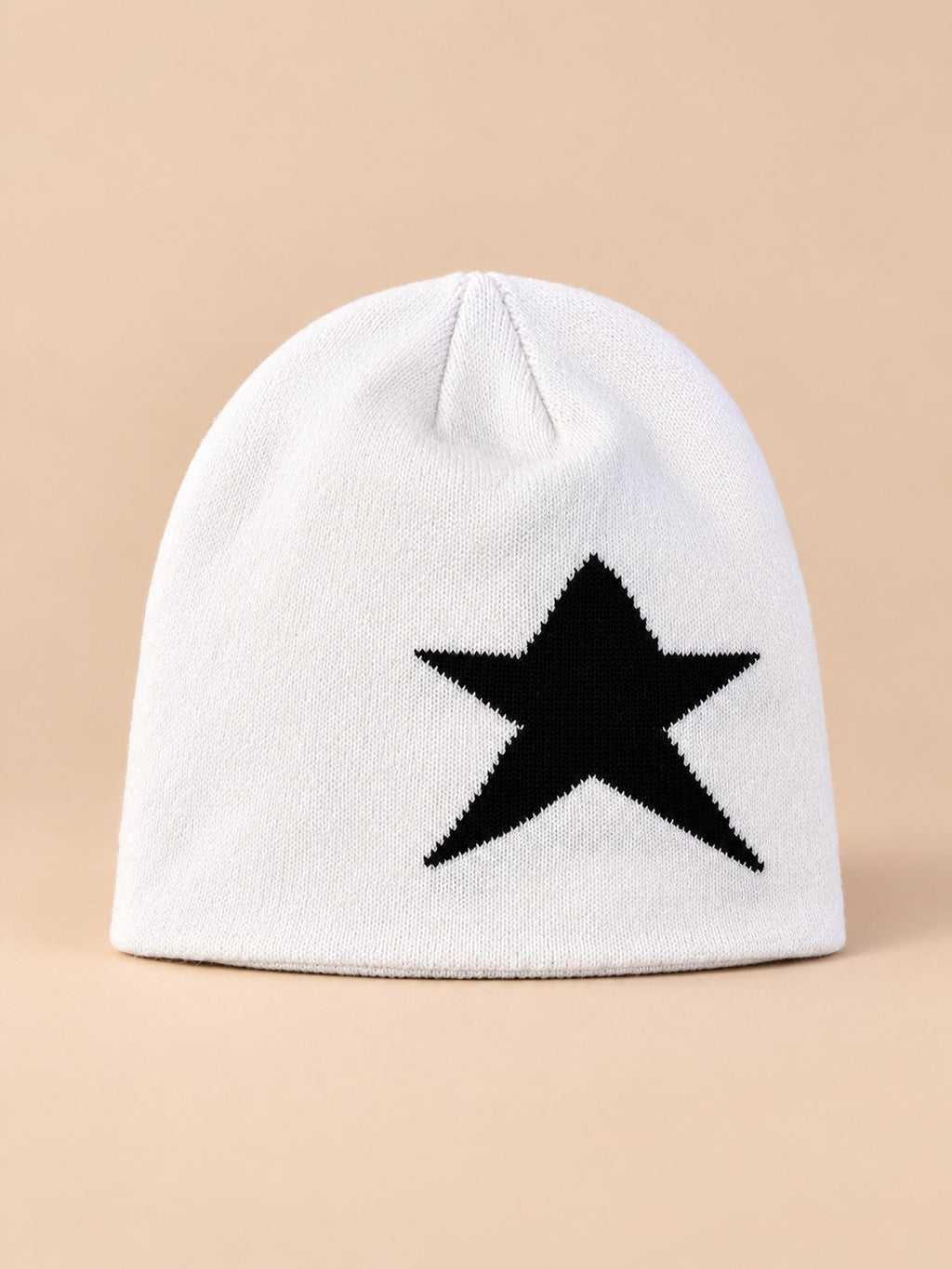 Bonnet Hip-Hop Vintage à Étoile Style Streetwear, blanc et noir, vue de face