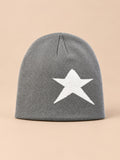 Bonnet Hip-Hop Vintage à Étoile Style Streetwear, gris et blanc, vue de face
