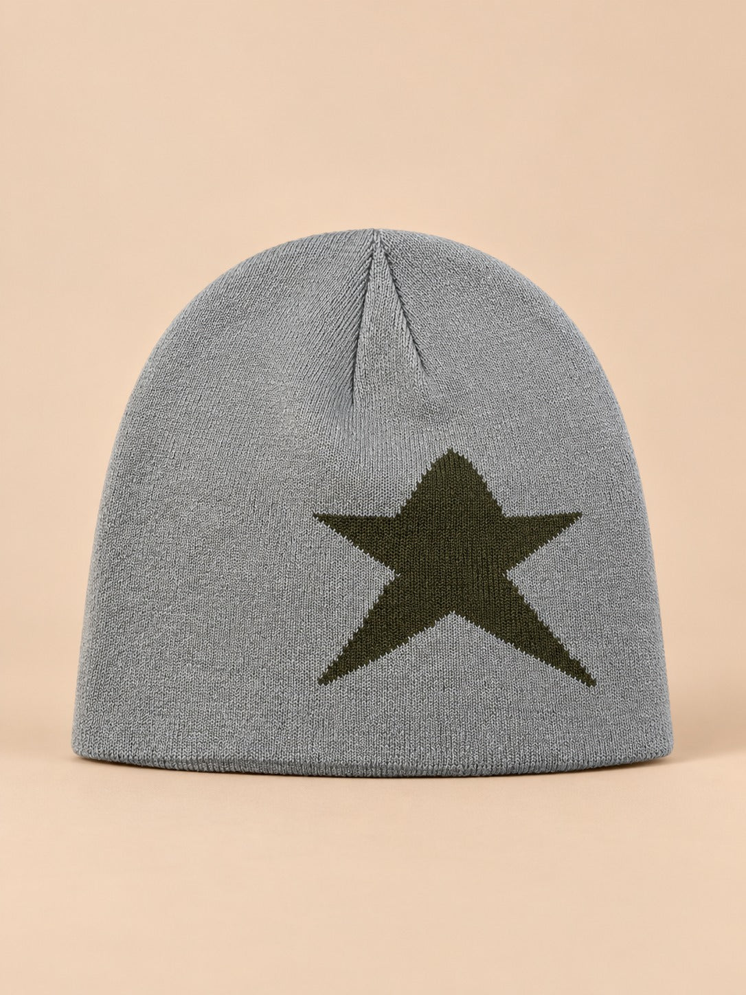 Bonnet Hip-Hop Vintage à Étoile Style Streetwear, gris et vert, vue de face