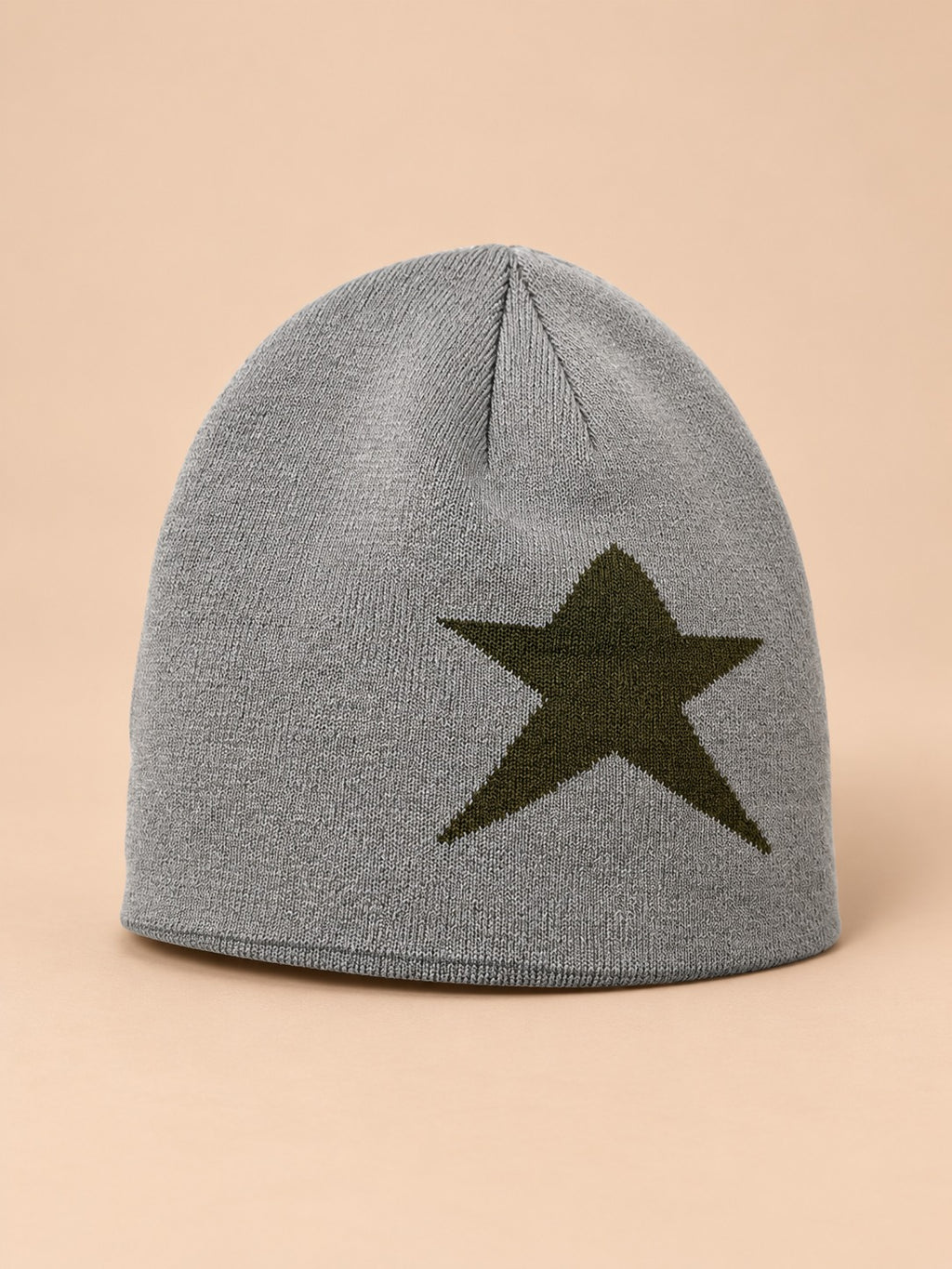 Bonnet Hip-Hop Vintage à Étoile Style Streetwear, gris et vert, vue de trois quarts