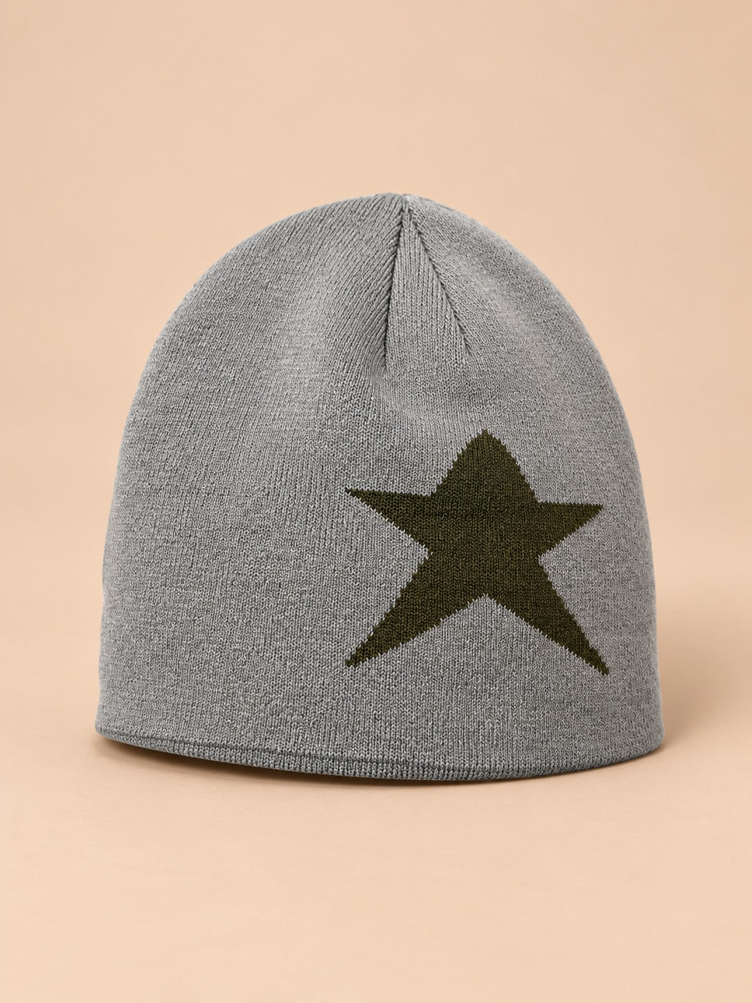 Bonnet Hip-Hop Vintage à Étoile Style Streetwear, gris et vert, vue de trois quarts