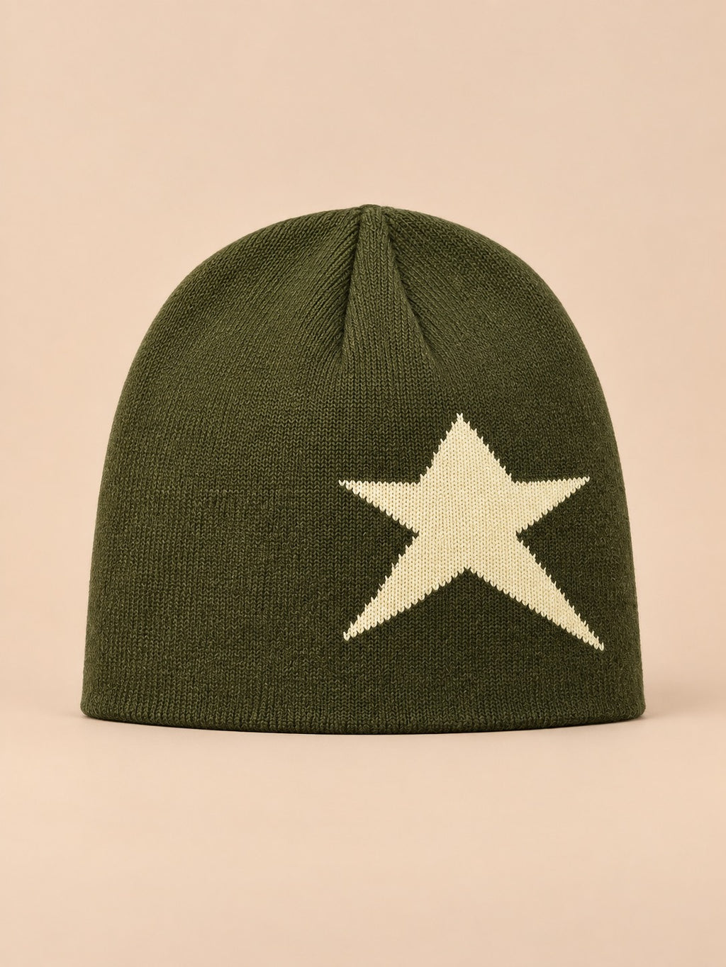 Bonnet Hip-Hop Vintage à Étoile Style Streetwear, vert et beige, vue de face