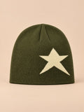 Bonnet Hip-Hop Vintage à Étoile Style Streetwear, vert et beige, vue de face