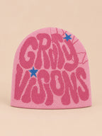 Bonnet hip-hop à lettres GRIND VISIONS, rose, vue de face