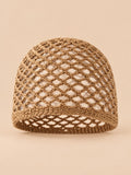 Bonnet résille en coton au crochet, kaki, vue de face