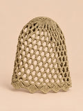 Bonnet résille ajouré au crochet, kaki, vue de face