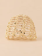 Bonnet résille à sequins au crochet, coloris beige, vue de face