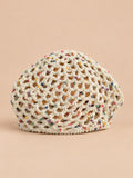 Bonnet rétro résille ajourée au crochet, coloris multicolore, vue de face