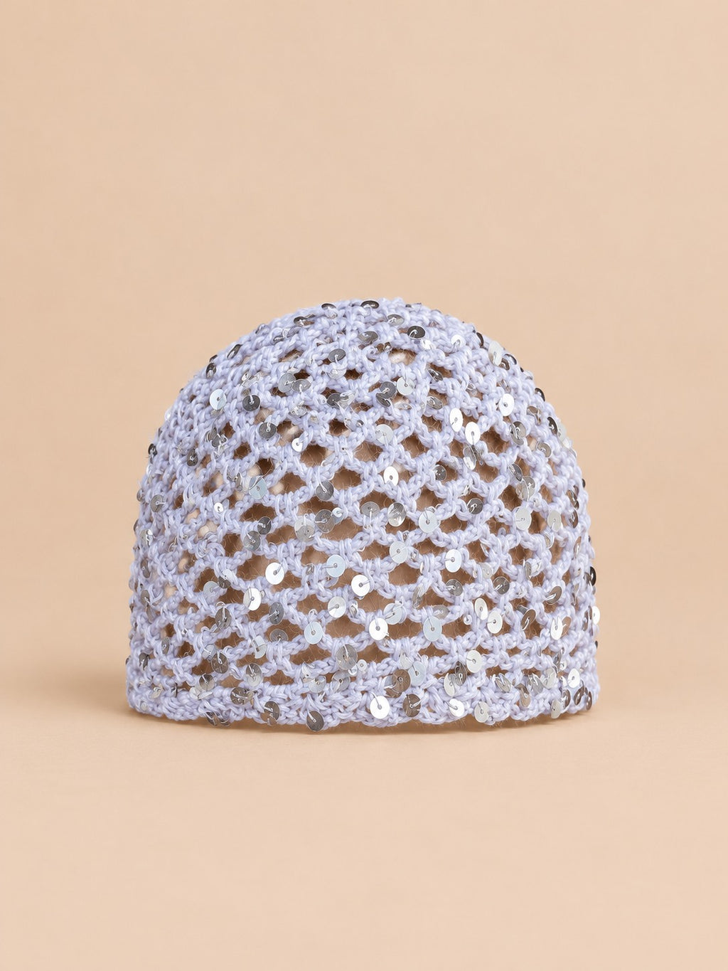 Bonnet ajouré au crochet style coréen, variante A-BLANC, vue de face