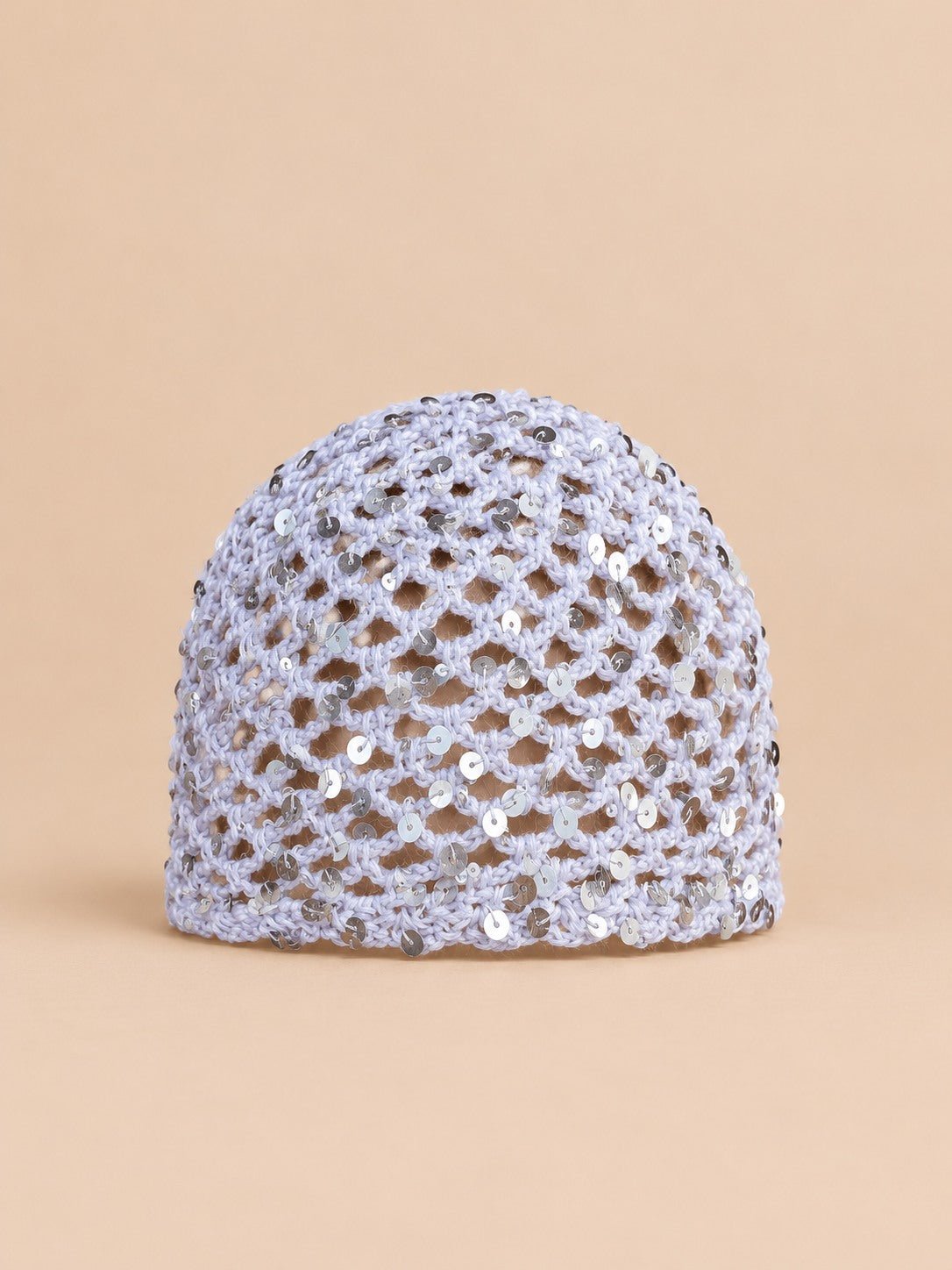 Bonnet ajouré au crochet style coréen, variante A-BLANC, vue de face