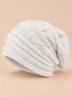 Bonnet slouchy femme ample pour le ski, blanc, vue de trois quarts