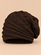 Bonnet slouchy femme ample pour le ski, café, vue de face