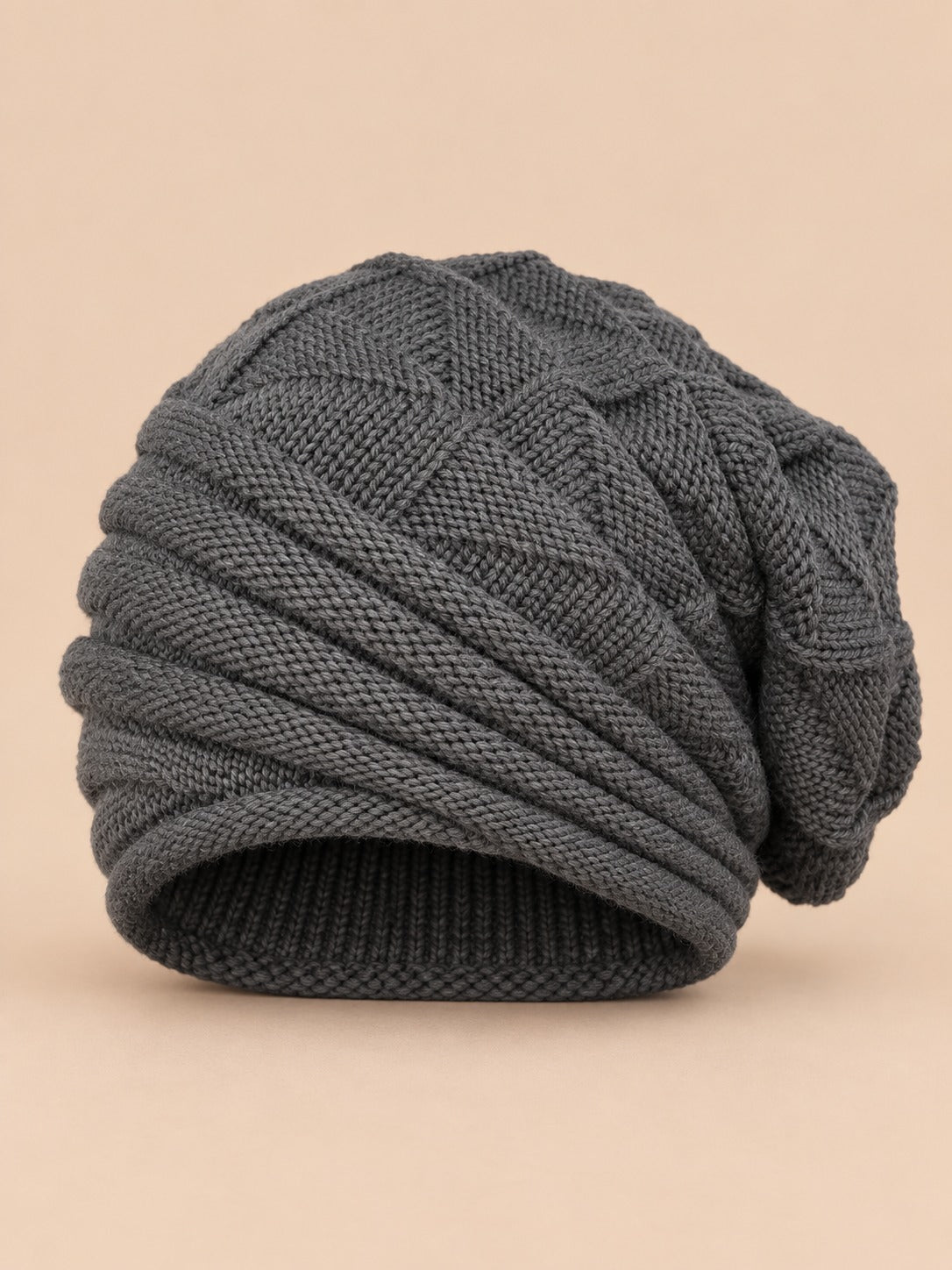 Bonnet slouchy femme ample pour le ski, gris, vue de face