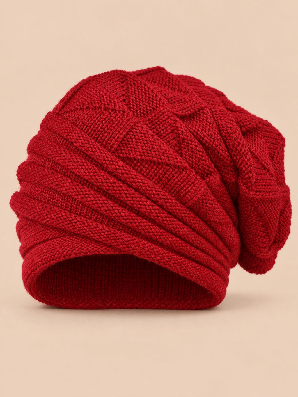 Bonnet slouchy femme ample pour le ski, rouge, vue de face