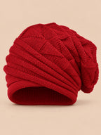 Bonnet slouchy femme ample pour le ski, rouge, vue de face