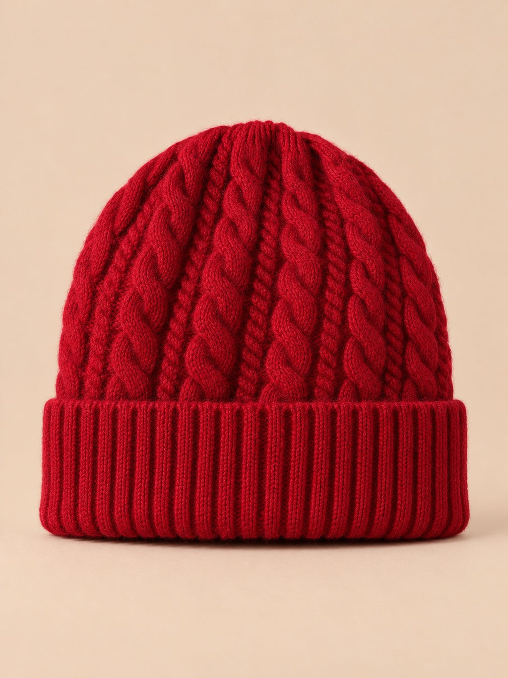 Bonnet torsadé femme en pure laine, bordeaux, vue de face