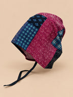 Bonnet turban femme en tissu patchwork, modèle 2, vue de trois quarts