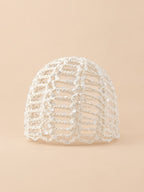 Bonnet vintage ajouré à sequins pour femme, coloris Blanc, vue de face