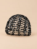 Bonnet vintage ajouré à sequins pour femme, coloris Noir, vue de face