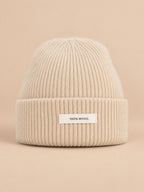 Bonnet WinvyNee en pure laine côtelée, beige, vue de face