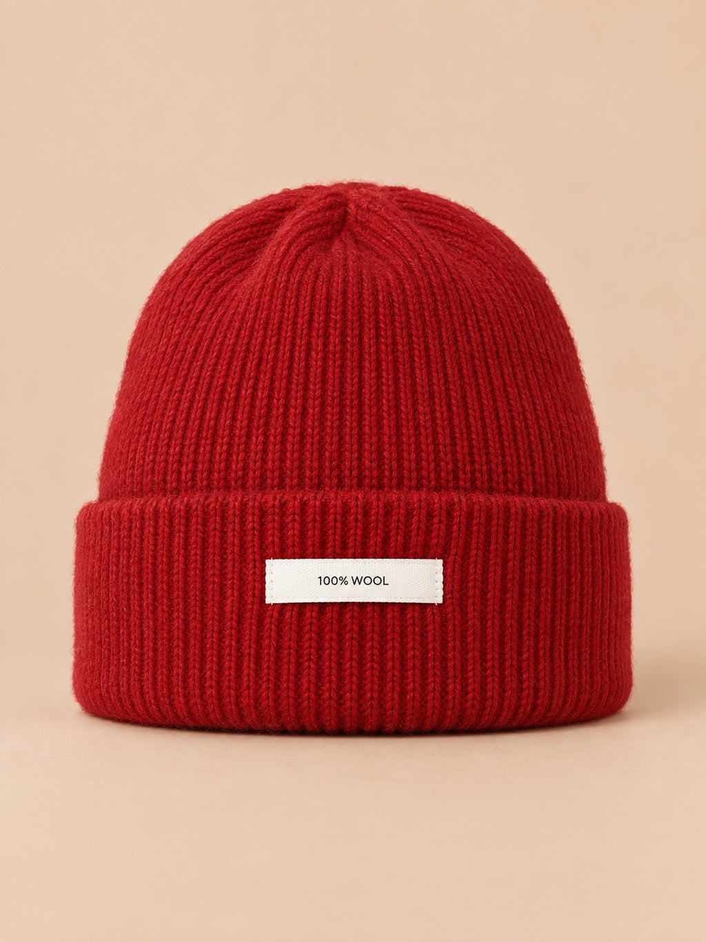 Bonnet WinvyNee en pure laine côtelée, rouge, vue de face